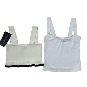 Bundle of 2 Olivaceous Crop Tops White and Cream Women's Size S